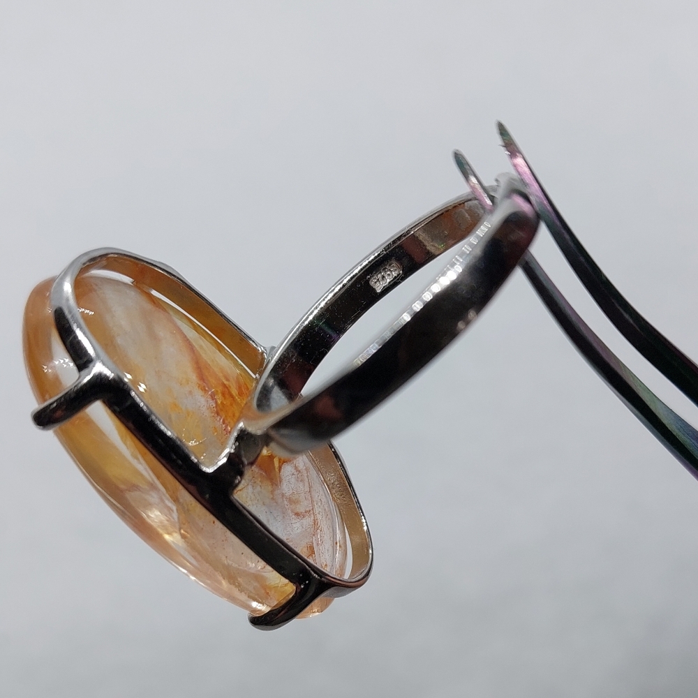 🧡 Rainbow Fire Quartz In Sterling Silver Ring (Adjustable) - Picture 3 of 3